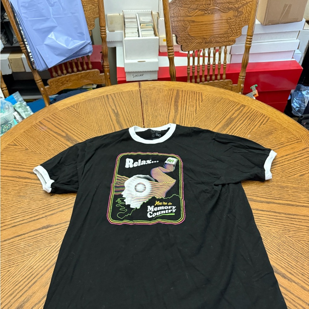 Meow Wokf Black Graphic T-Shirt with Colorful Design